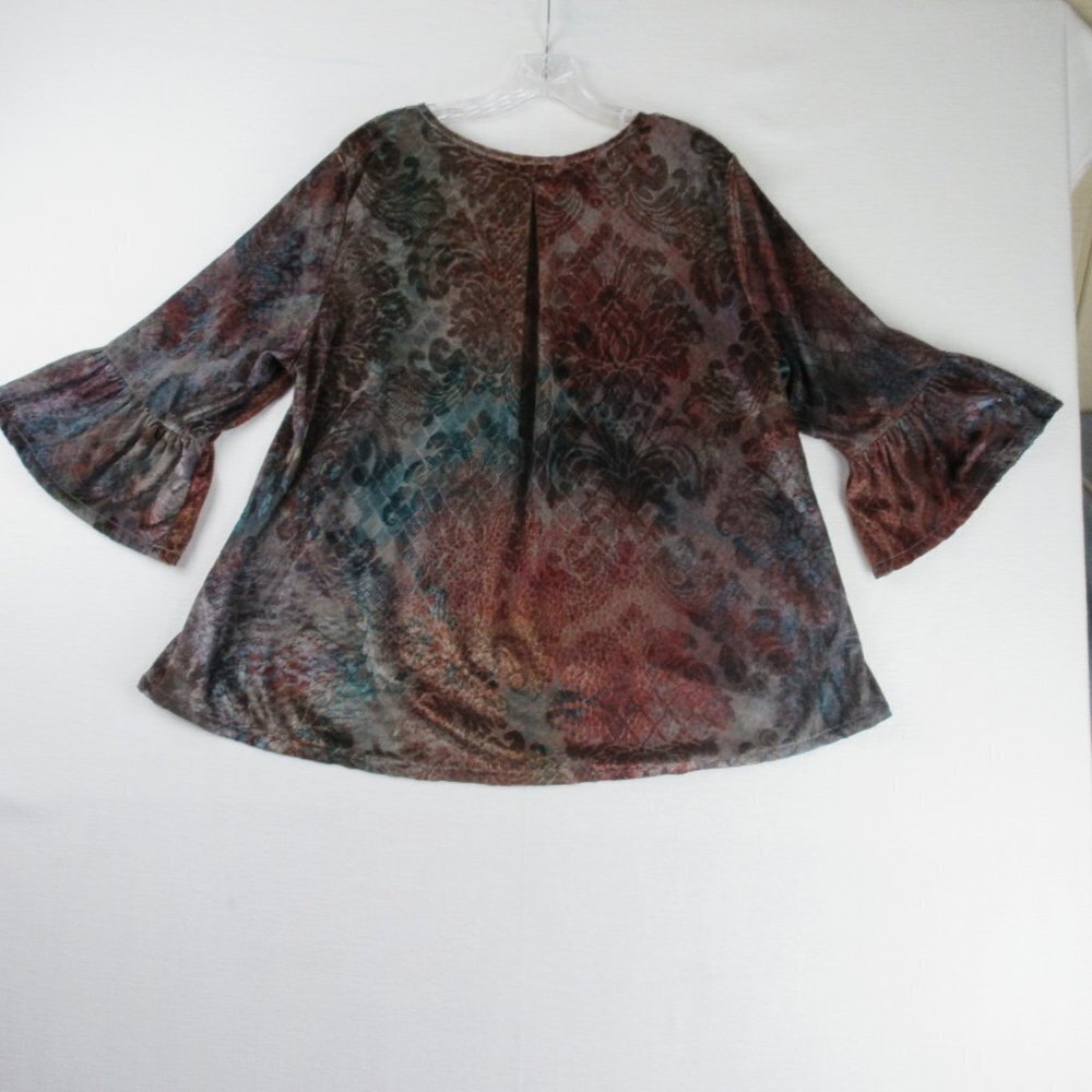 Bryn Walker Velvet Burnout Top Size M 3/4 Sleeve - Picture 2 of 10